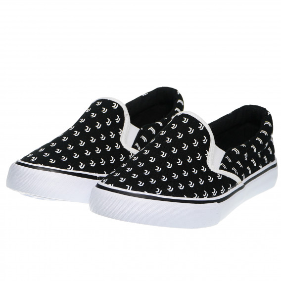Μαύρα πάνινα παπούτσια με λευκά σχέδια για αγόρι Arnetta 97249 