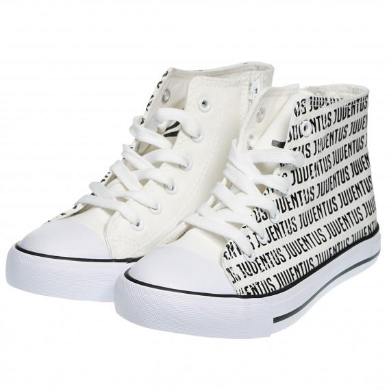 Λευκά πάνινα παπούτσια με μαύρα γράμματα για αγόρια Arnetta 97257 