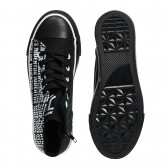 Μαύρα πάνινα παπούτσια με λευκή τυπωμένη λεζάντα για αγόρι Arnetta 97263 3