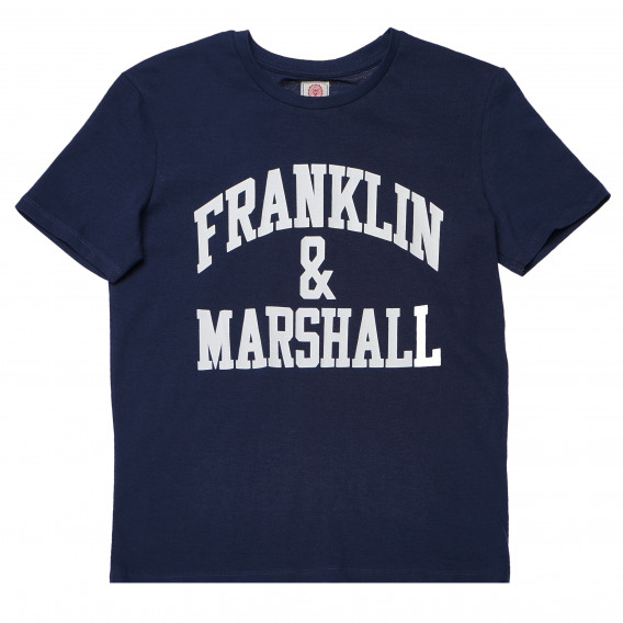 Βαμβακερό t-shirt, σε μπλε χρώμα, με λογότυπο, για αγόρι Franklin & Marshall 98753 