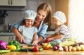 healthy,eating.,happy,family,mother,and,children,prepares,vegetable,salad